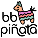 A drawing of a llama with a pink, blue and green stripe pattern.